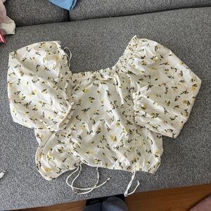 White Floral Crop Top